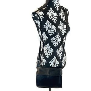 Fossil Black Leather Crossbody Wallet Purse